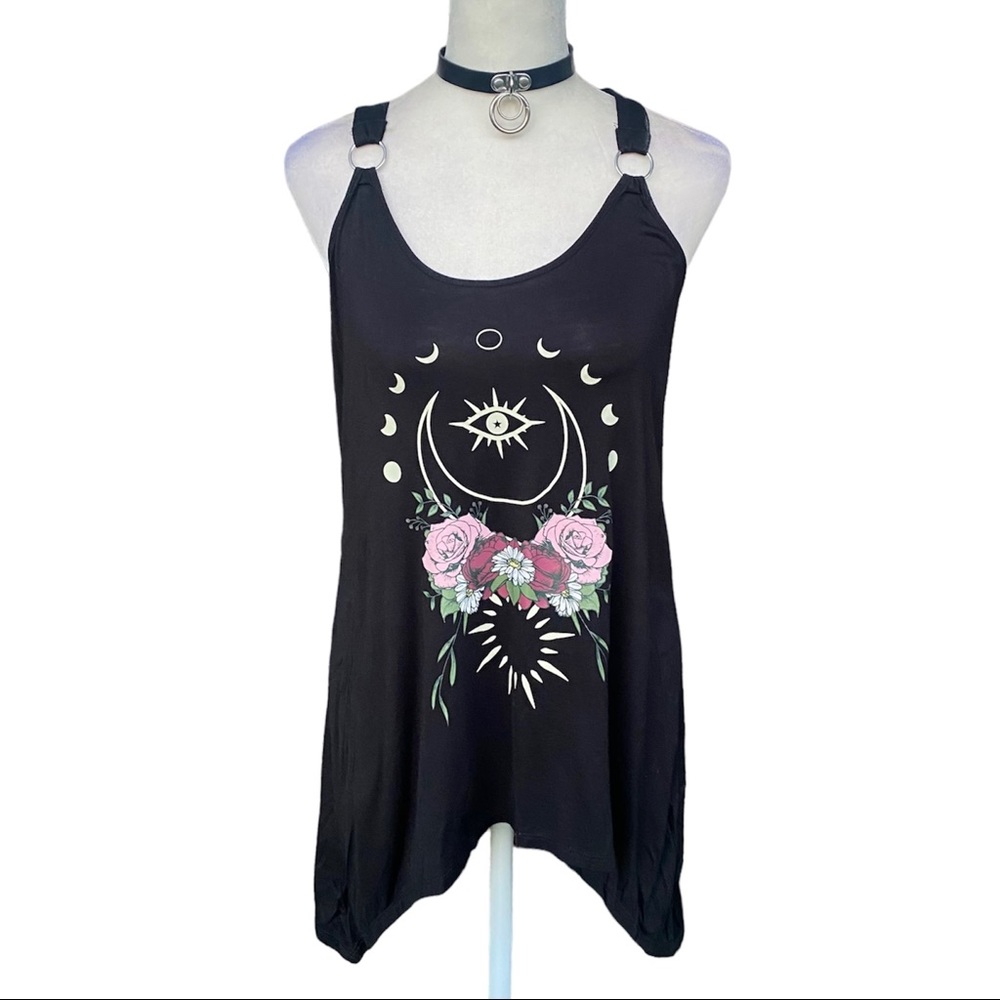 Hot Topic Flowy Gothic Floral Strappy Tank Top